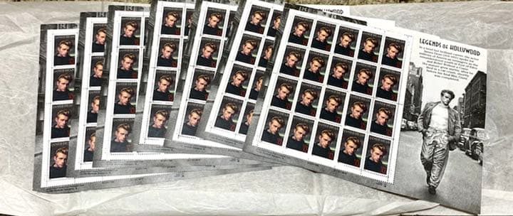 レア スタンプハリウッドジェームスディーン 140枚分の切手 x 7シート