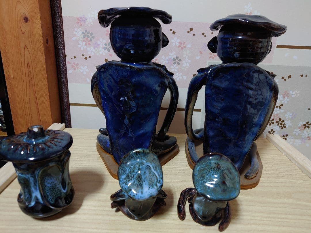 宮陶　宮崎ガラッパ　男の子、女の子、湯のみ　計5点