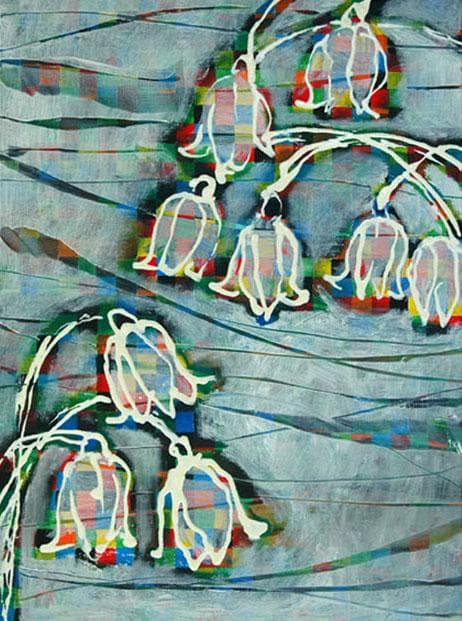 油絵 菅家令子 絵 絵画 インテリア F4-090116 花 すずらん 油絵 菅家令子 絵 絵画 インテリア 額付(黒) F4-090116 花すずらん