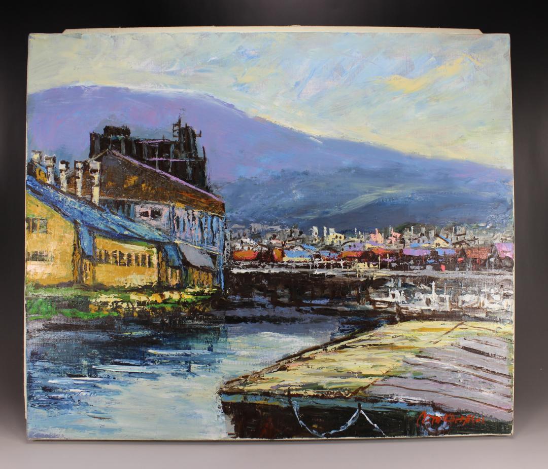 F8号　キャンパス油彩　高橋 益之 　小樽運河