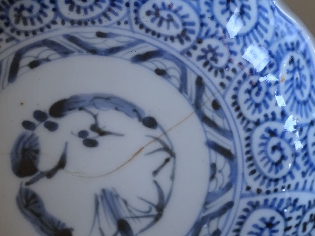 江戸時代 後期 古伊万里 松竹梅 蛸唐草文 膾皿 5客 なます皿