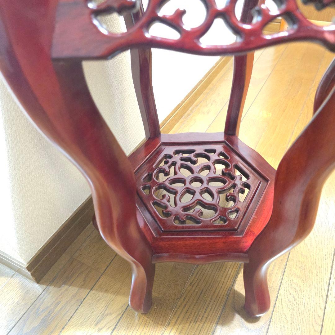 107【アンティーク】花梨 李朝様式 花台 盆栽卓 高卓 飾り台 猫足