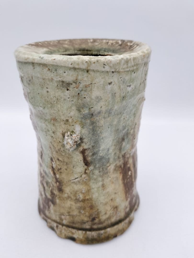 b46 花入 仿伊賀 旅枕 高橋楽斉 木箱 茶道具 古物 掛置両用