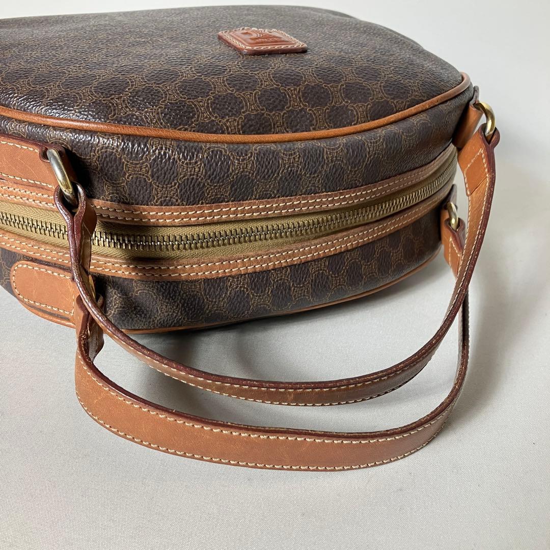 2511-41｜セリーヌ ハンドバッグ ブラウン マカダム柄 トリオンフ