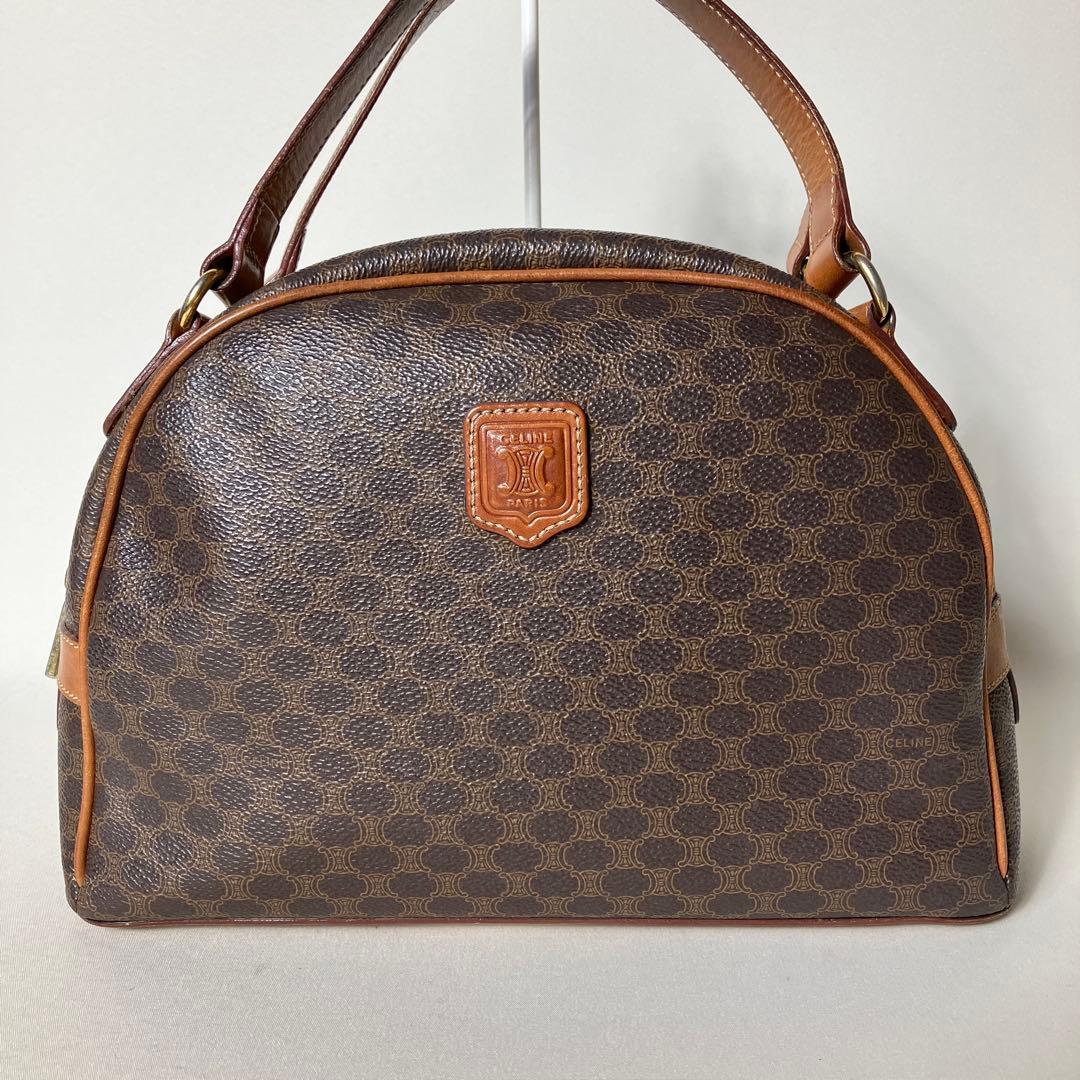 2511-41｜セリーヌ ハンドバッグ ブラウン マカダム柄 トリオンフ