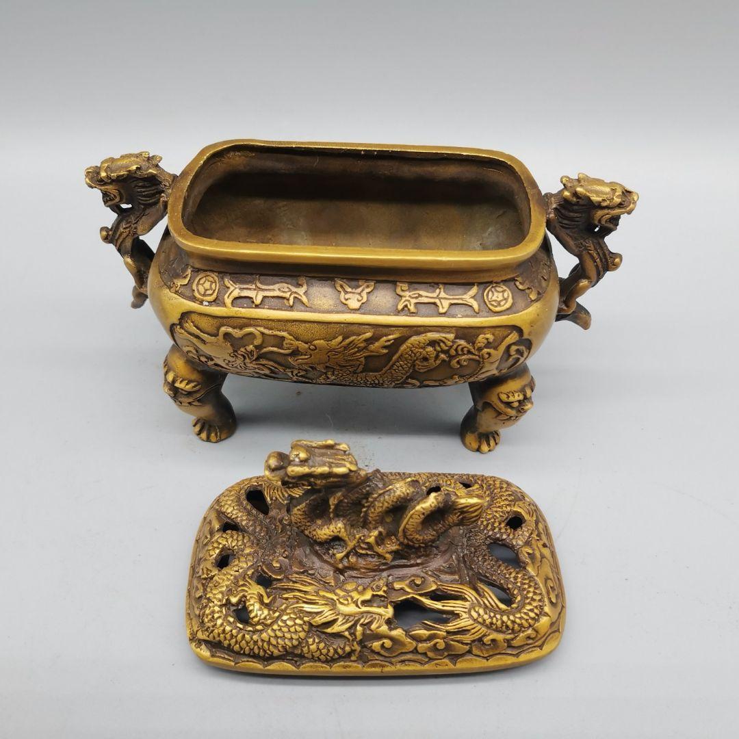 銅器 香炉 竜紋香炉 檀香炉 鼎 香道具 茶道具装飾品 現代工芸品