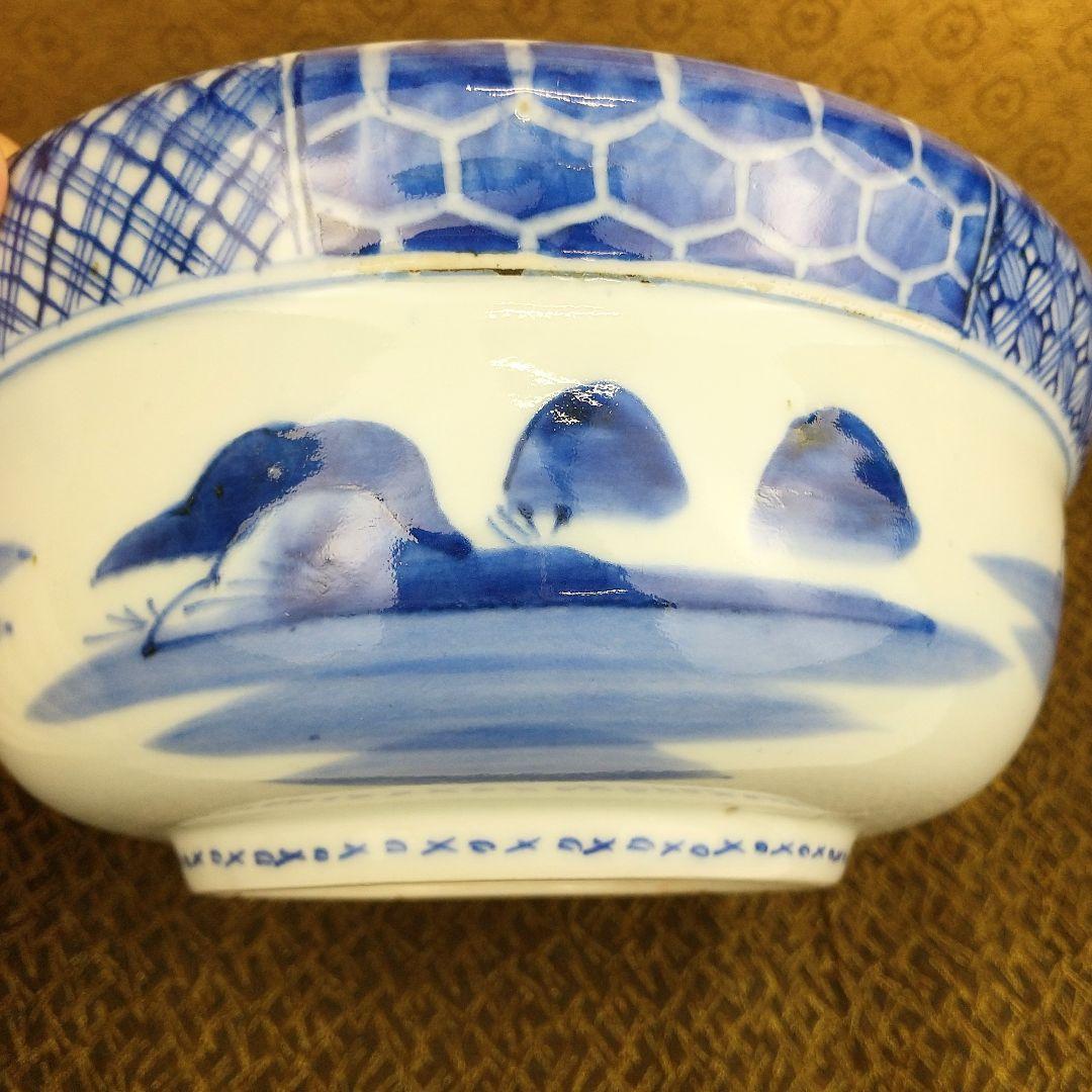 お値下げしました！】古伊万里 染付 亀甲繋幾何学文 鉢