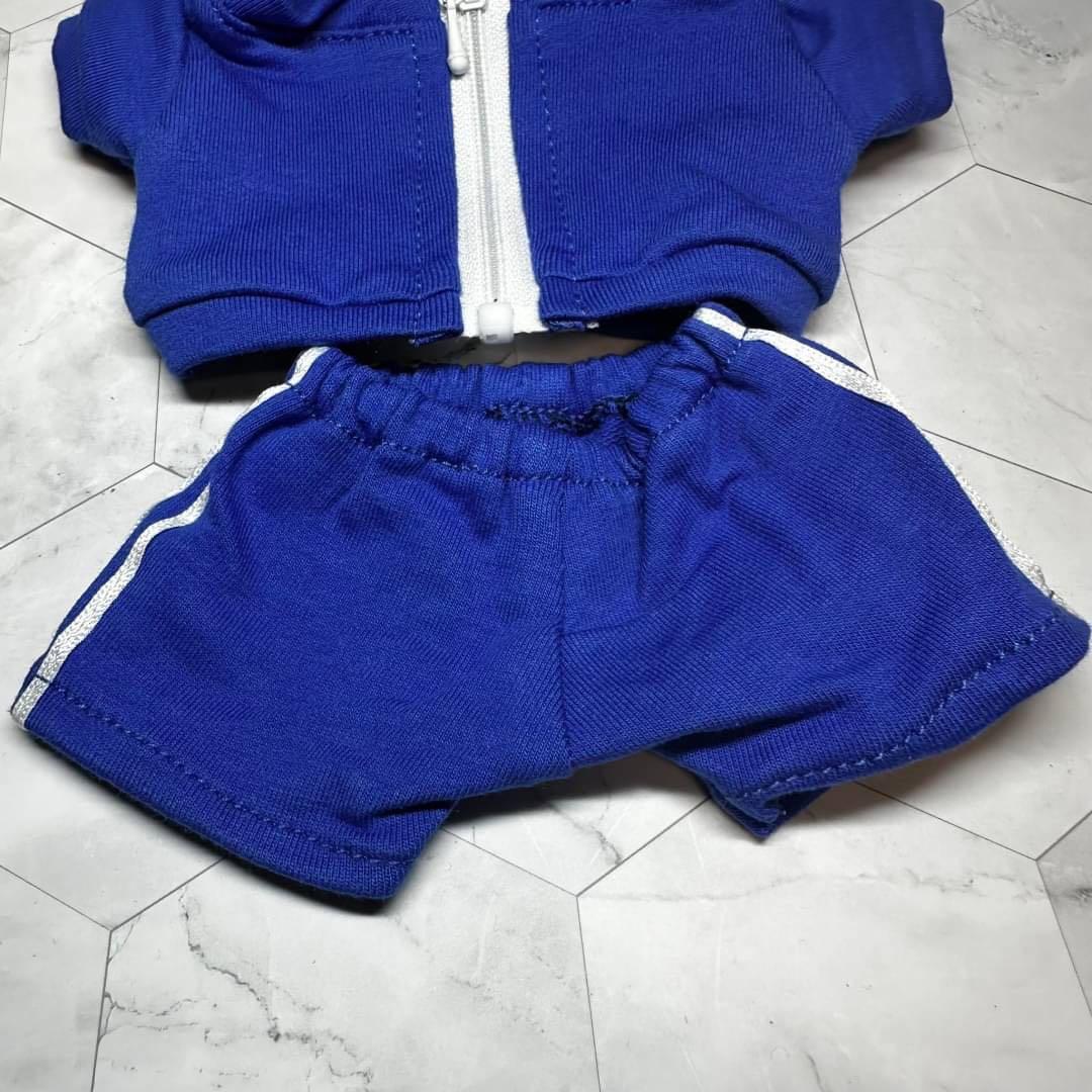 ぬいぐるみ用 ぬい服 セットアップ ジャージ 上下 20cm ブルー 青