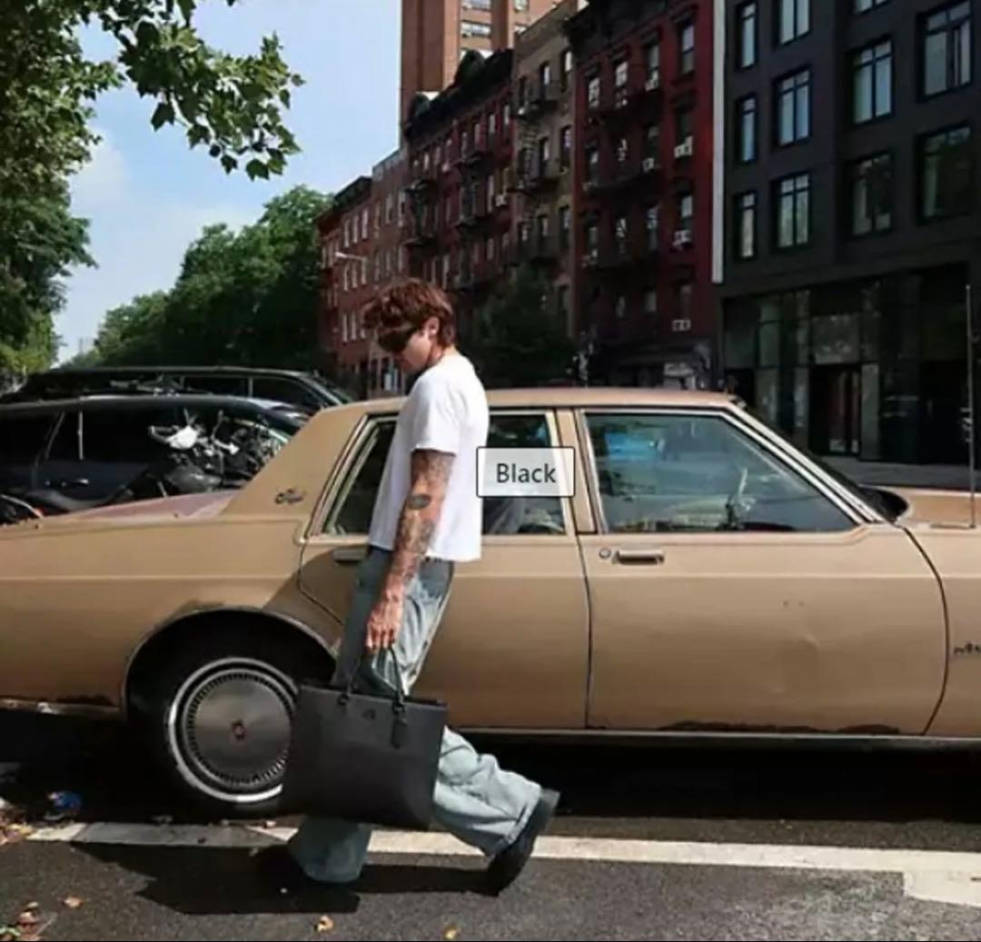 COACH Crossgrain Leather Tote 40 ブラック