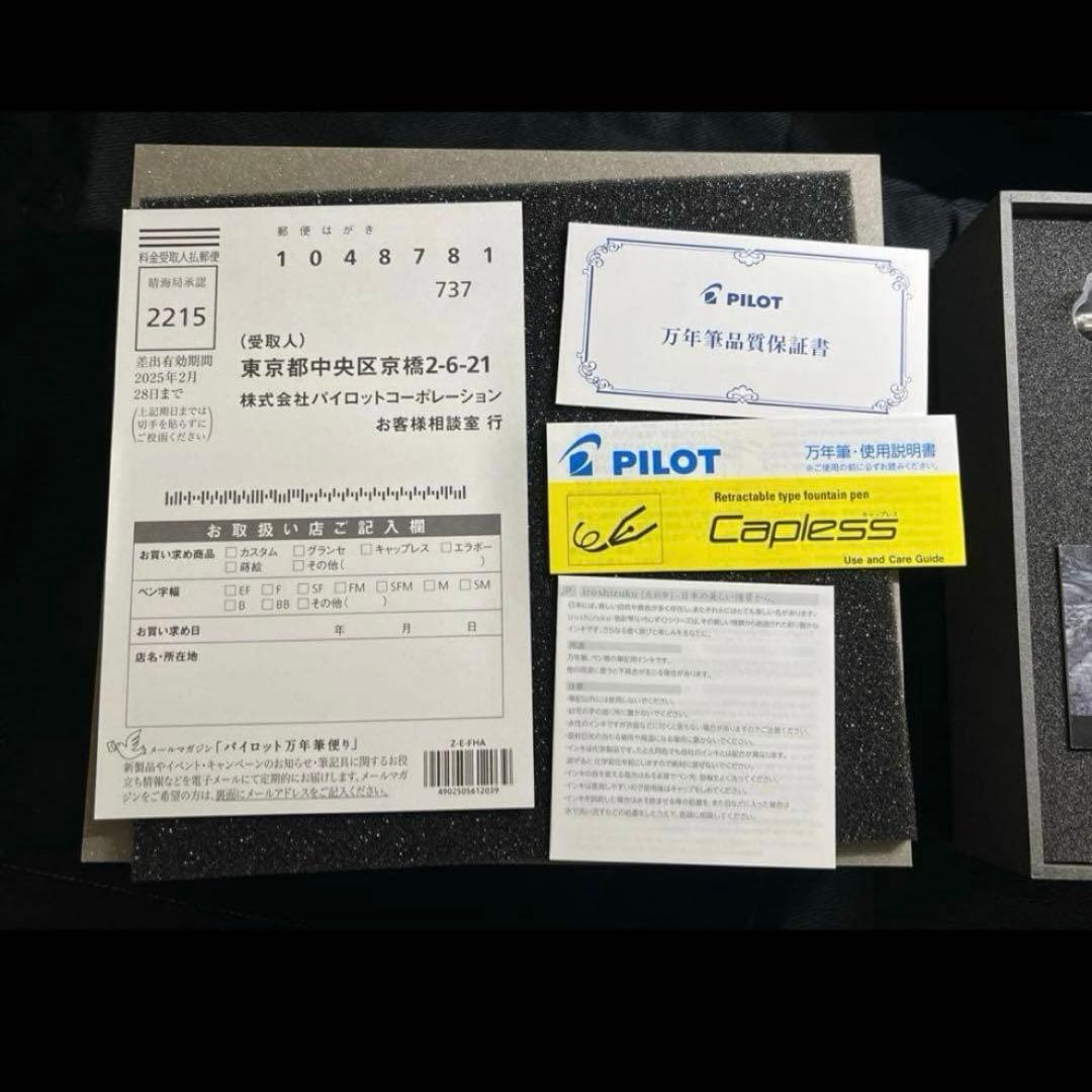 パイロット　キャップレス　万年筆　石畳　極細　EF