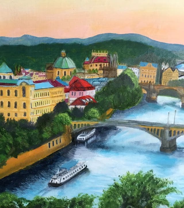 油絵「プラハの橋」原画　M10号