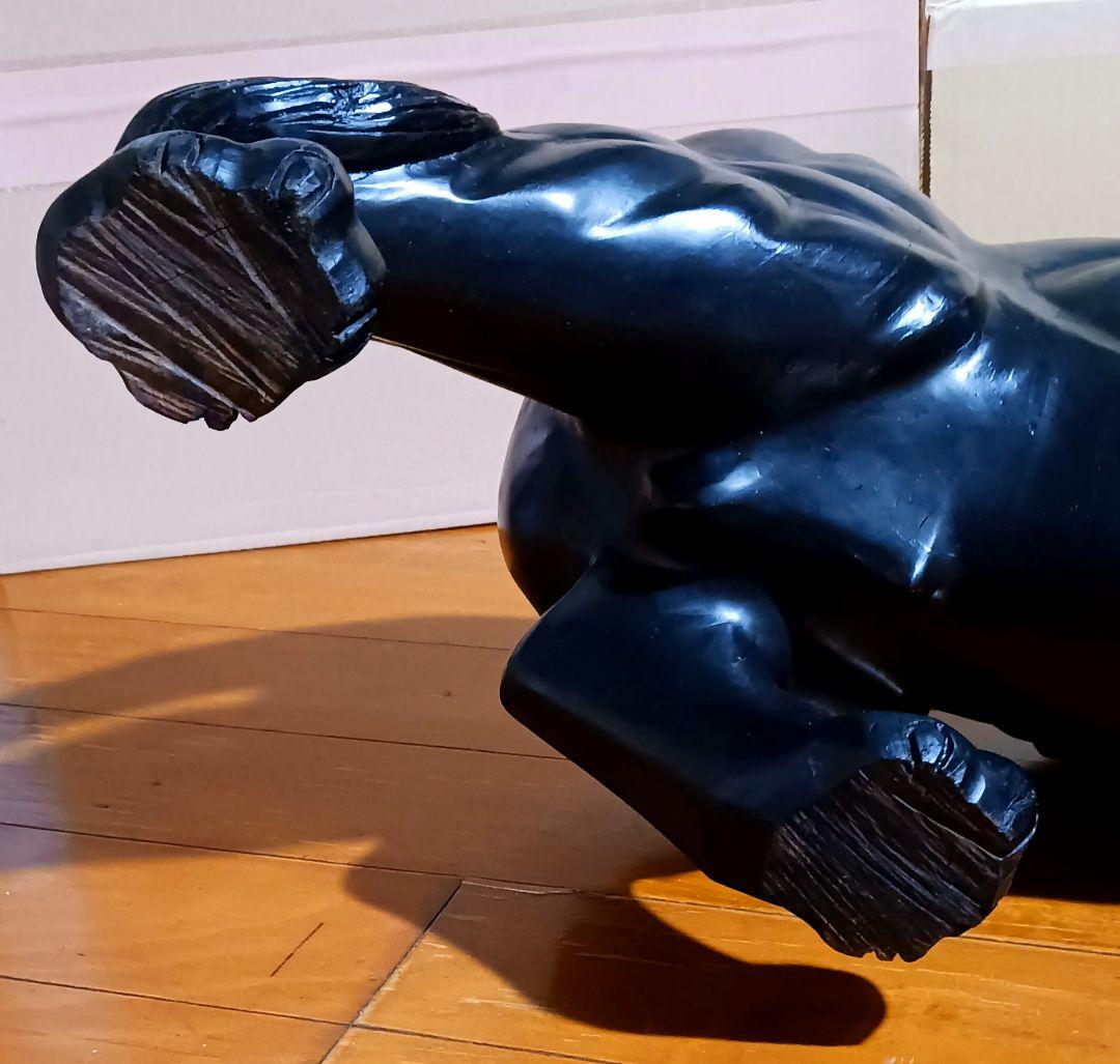 特大置物 木製 ライオンのオブジェ 高さ44cm 長さ63cm 重さ22kg