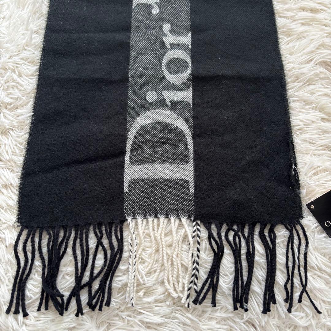 未使用品】ディオール ロゴ ウール マフラー ブラック イタリア製 タグ