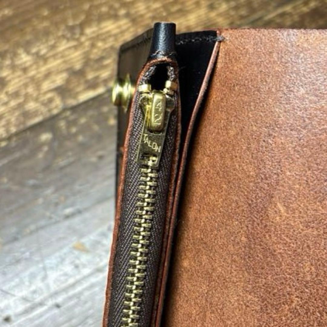 北米ステア ハンドメイド茶芯トラッカーウォレット
