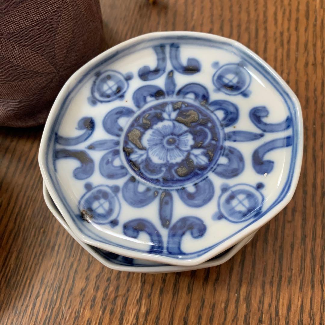 九谷焼⭐️八角形小皿5枚組⭐️仕覆付⭐️蔵保管