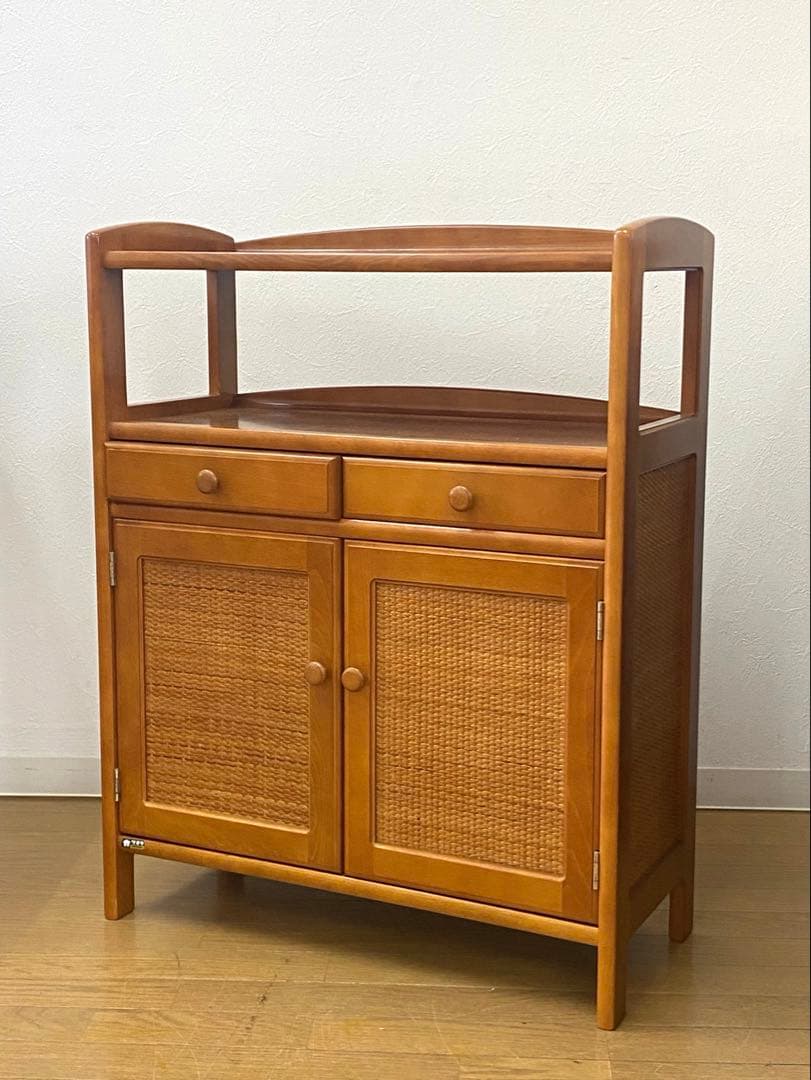 カリモク ラタン 藤 収納 整理 棚 コンソール 電話台 飾り棚 カリモク ラタン 藤 収納 整理 棚 コンソール 電話台 飾り棚