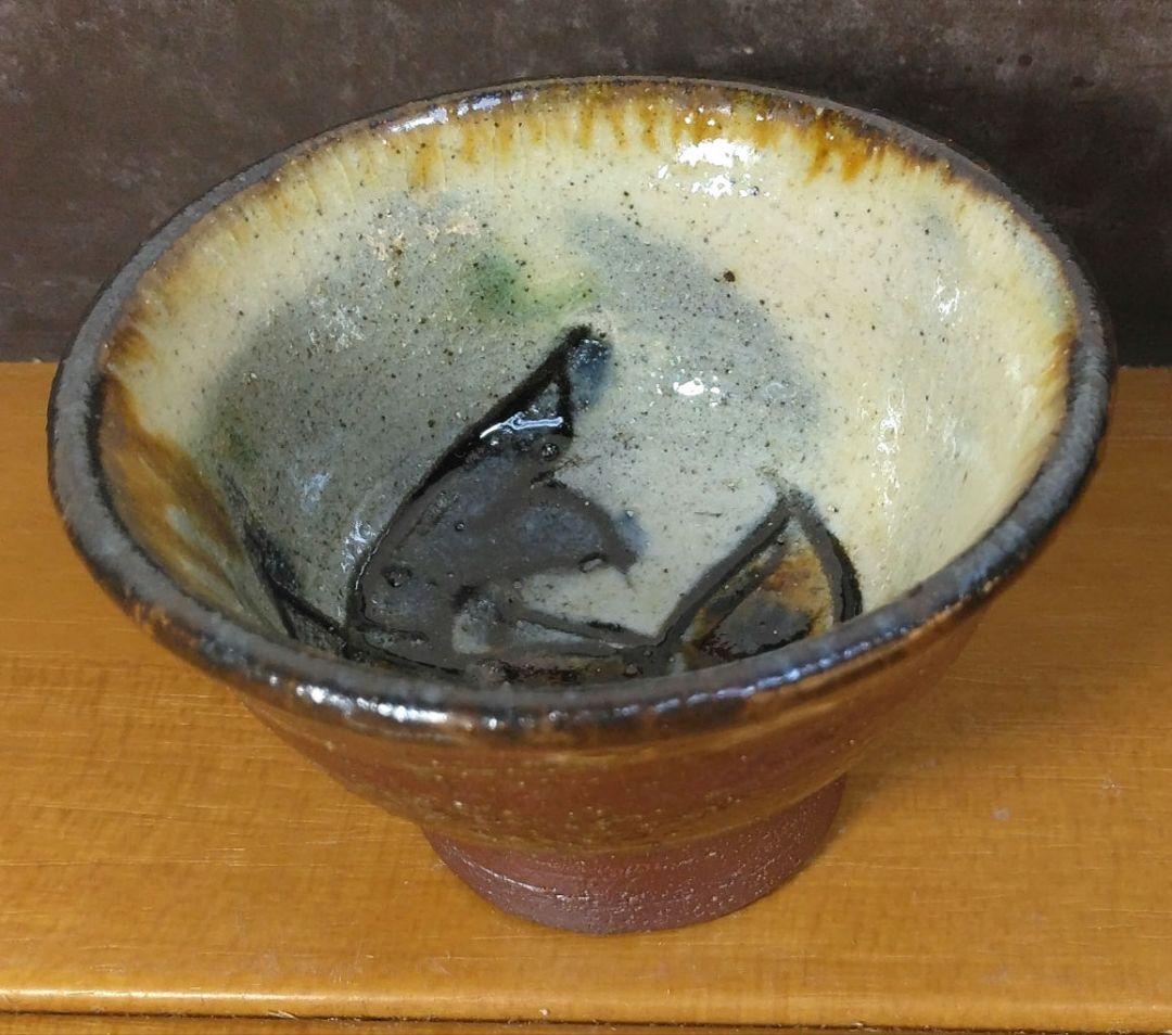 人間国宝 金城次郎 壷屋ぐい呑 栞 共箱 無傷 壷屋焼 やちむん 紐付箱 壺屋