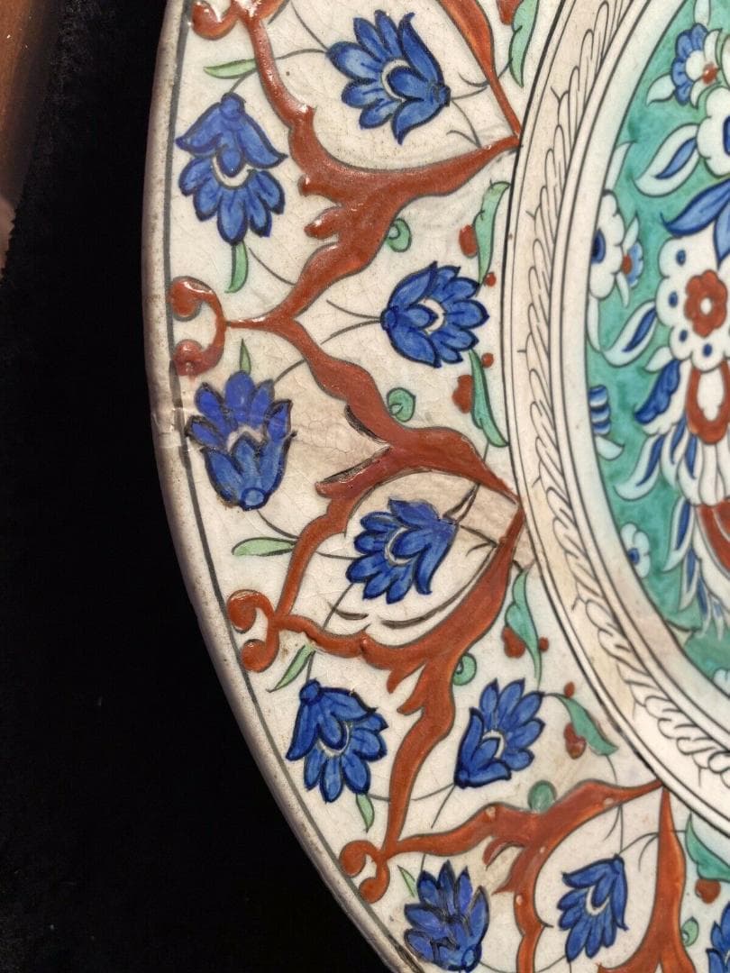 IZNIK陶器 大皿 18世紀 イズニック イズニク オスマントルコ 修復接合品