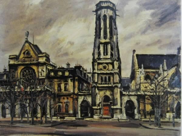 荻須高徳、サン・ジェルマン、希少な額装用画集より、新品高級額装付