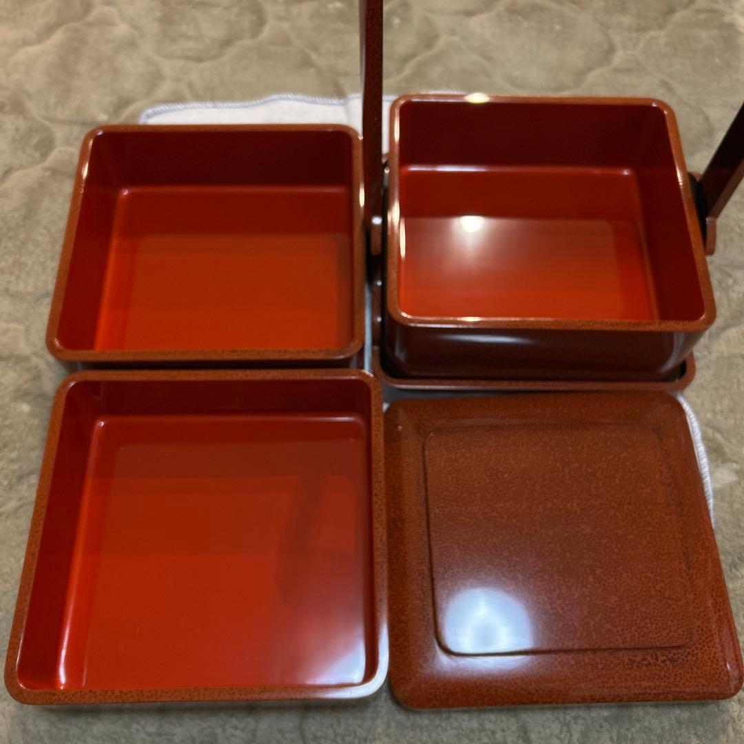 津軽塗 七々子塗 三段重 重箱 未使用