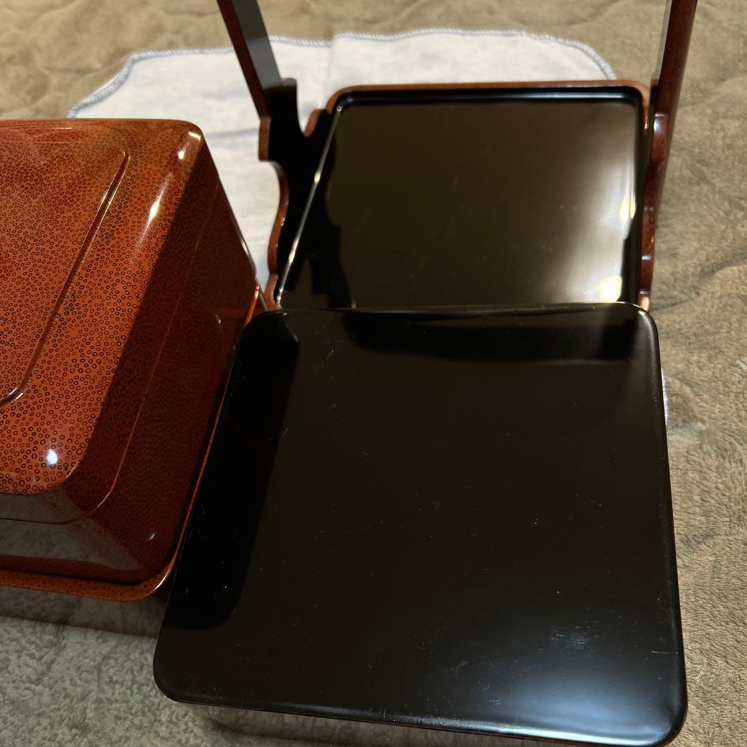 津軽塗 七々子塗 三段重 重箱 未使用