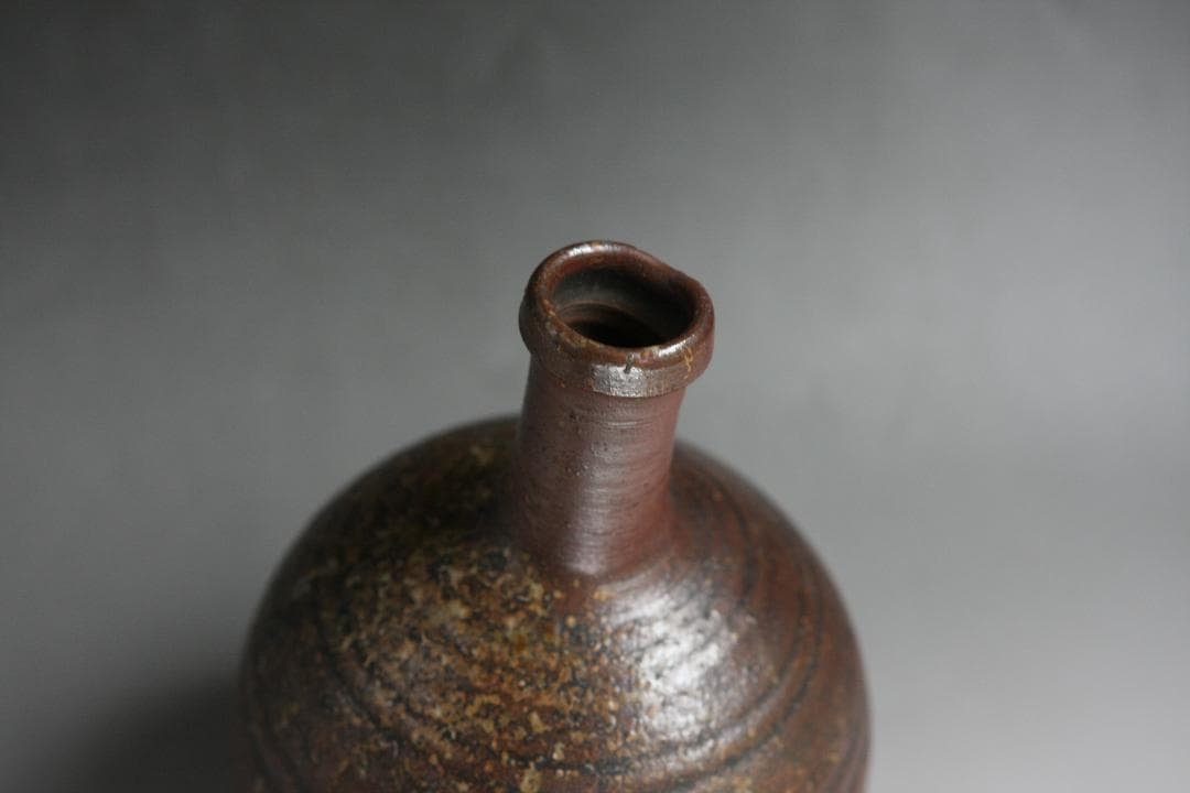 素朴な輪紋酒徳利 花入れ 江戸時代 古常滑焼