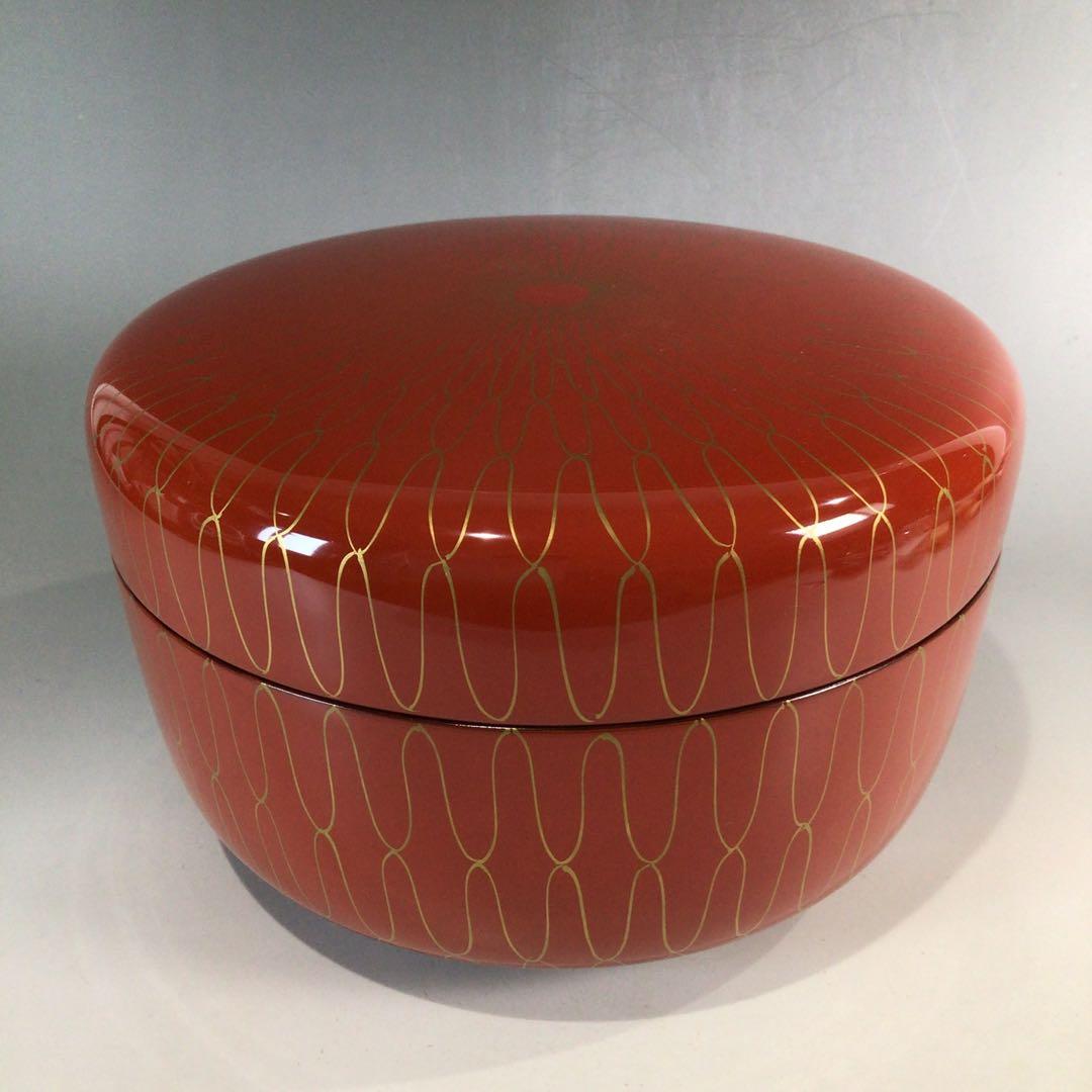 Ｐ３２６　喰籠　『山中塗』『表千家　堀内宗完　書付』『掛子添』『朱網食篭』　共箱