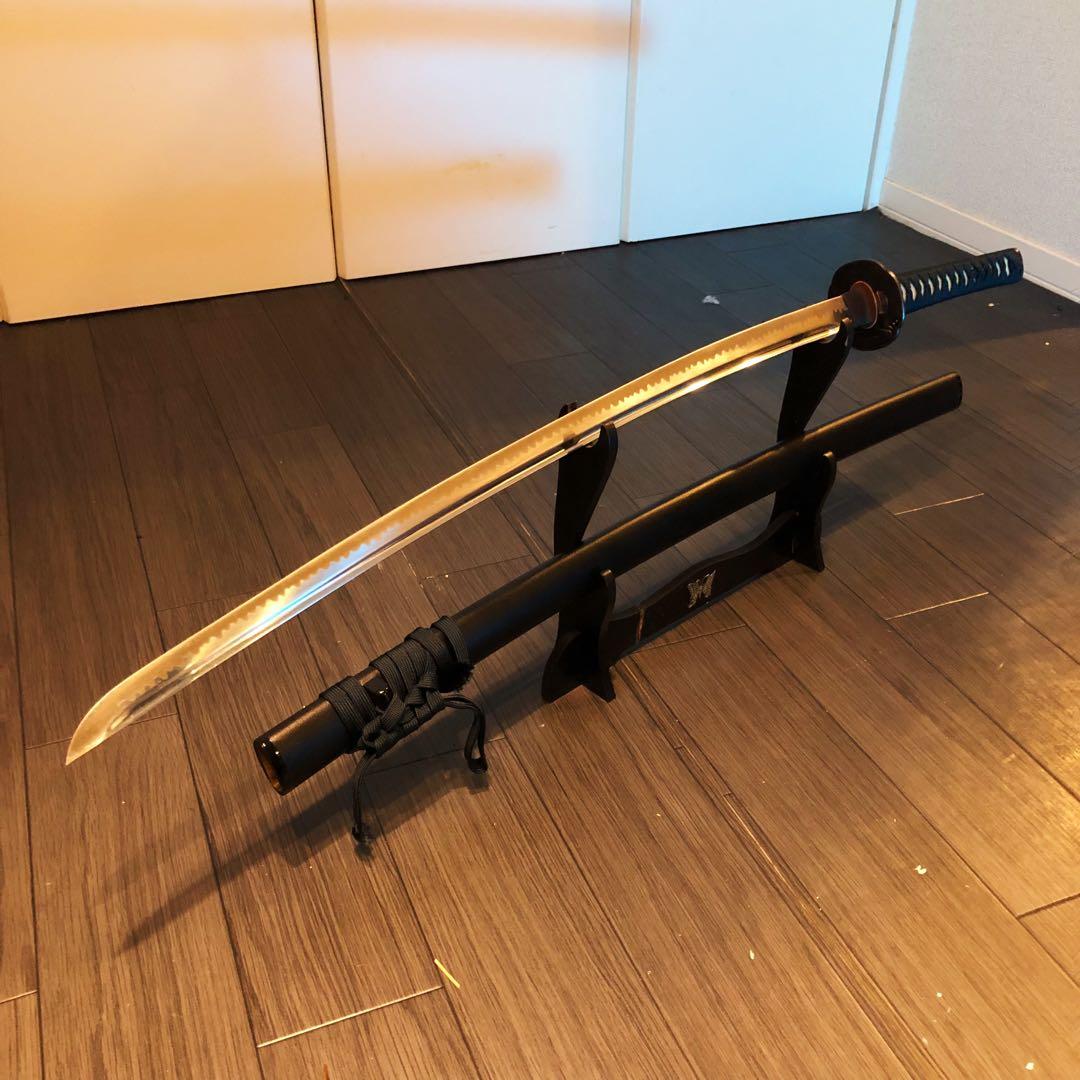 高級模造刀　居合刀　樋入り刀身　青緑拵え　亜合金刀身　名刀