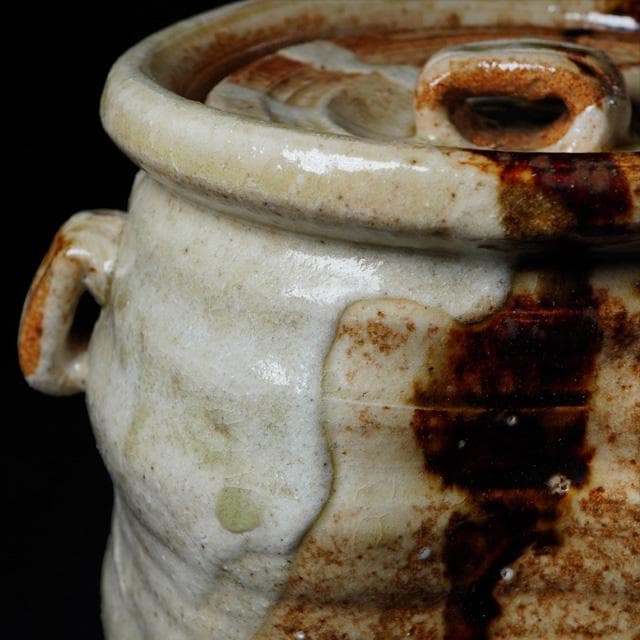 加藤光右衛門 美濃伊賀水指 堀内宗完御書付 共箱 茶道具