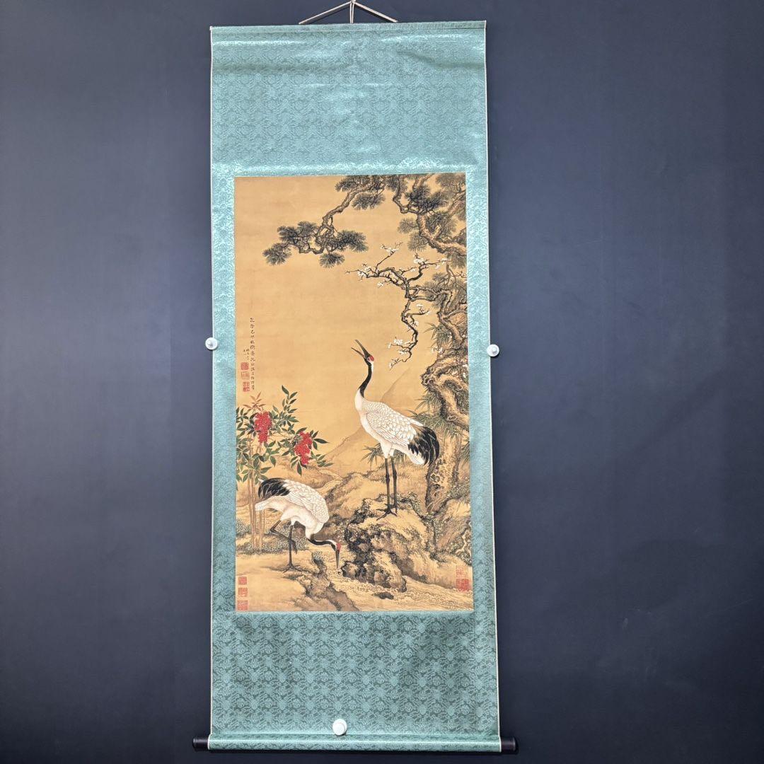 【特価】沈铨 松梅双鶴 掛け軸 中堂｜中国花鳥画｜新中式・開運インテリア 特価】沈铨 松梅双鶴 掛け軸 中堂｜中国花鳥画｜新中式・