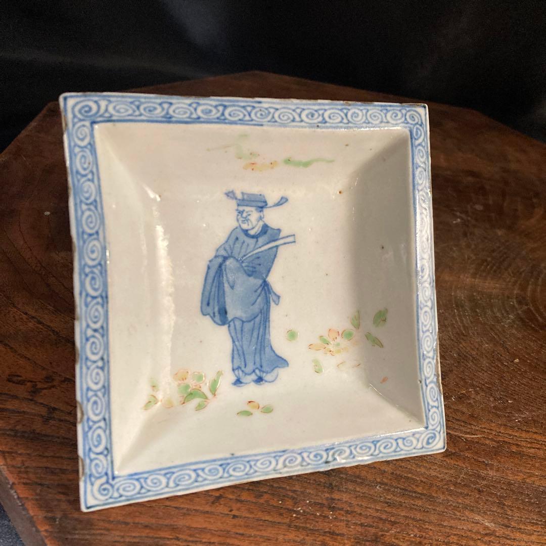 新春赤札セール❗️【ギャラリー三益】古染付　文官紋方角皿