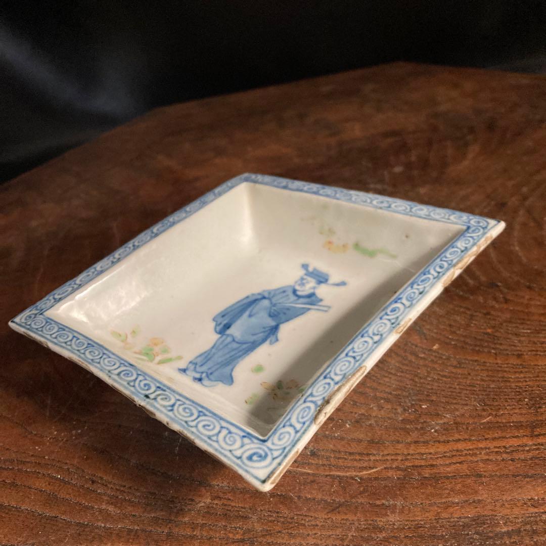 新春赤札セール❗️【ギャラリー三益】古染付　文官紋方角皿