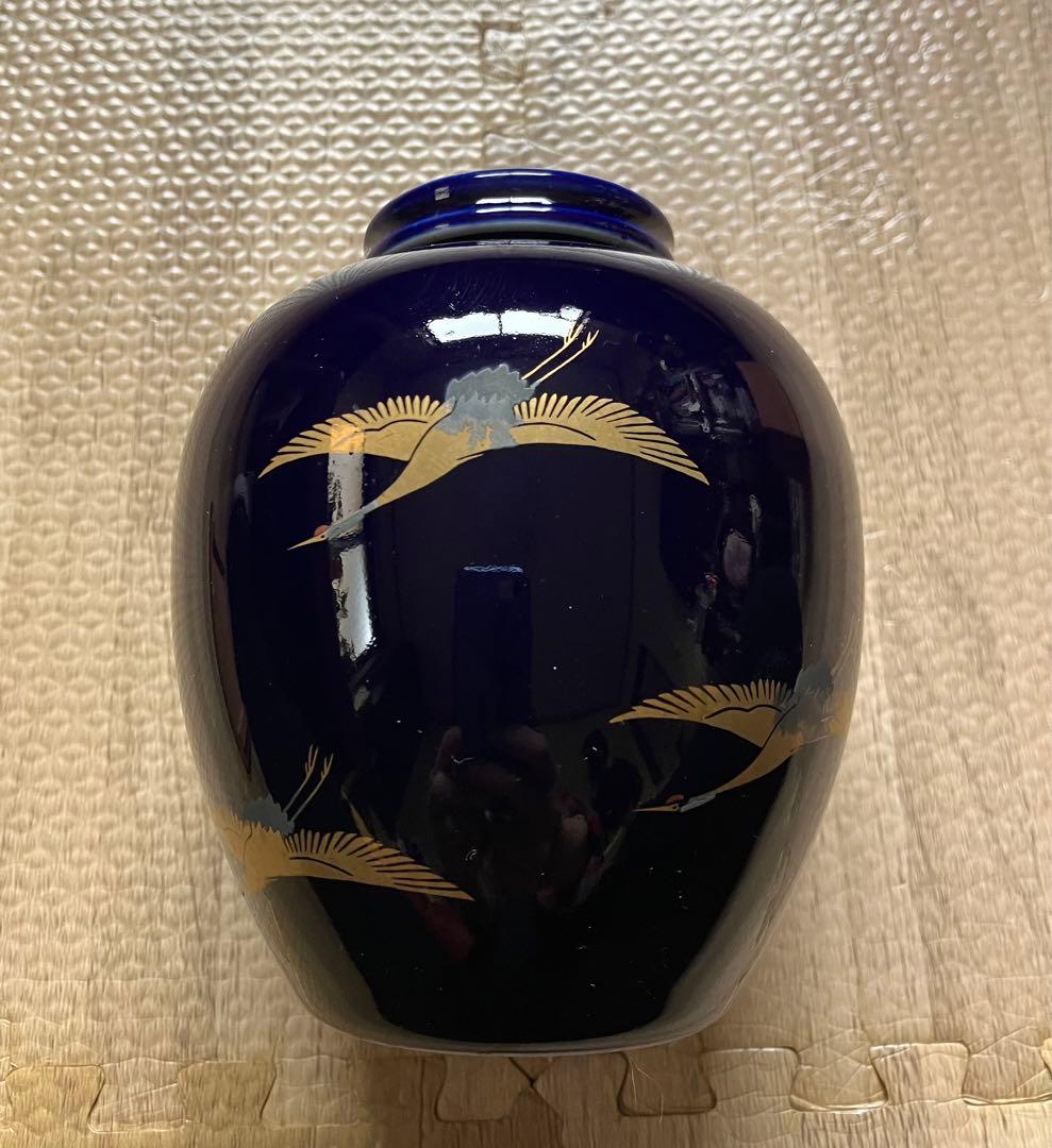 茶壺　茶入　金鶴紋様