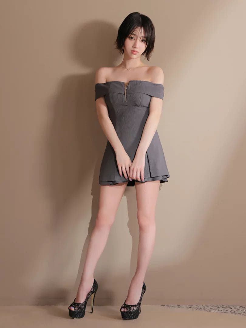 4217 グレーXS ディアバイローブドフルール　Sugar キャバドレス