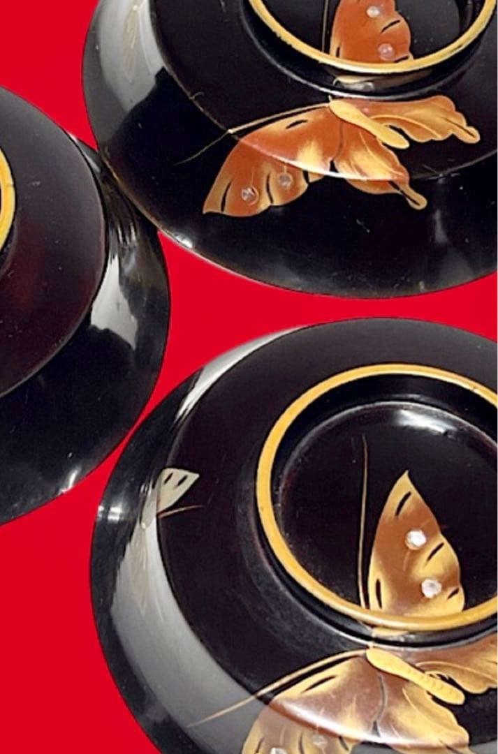 角形 螺鈿細工 漆器6客 金赤蒔絵蝶文 50年前 送込 - メルカリ