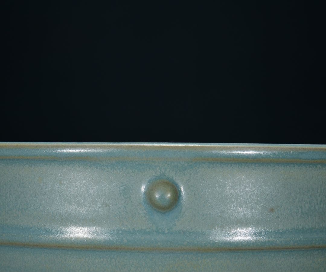 旧蔵 宋・汝窑 天青釉 鼓钉水洗