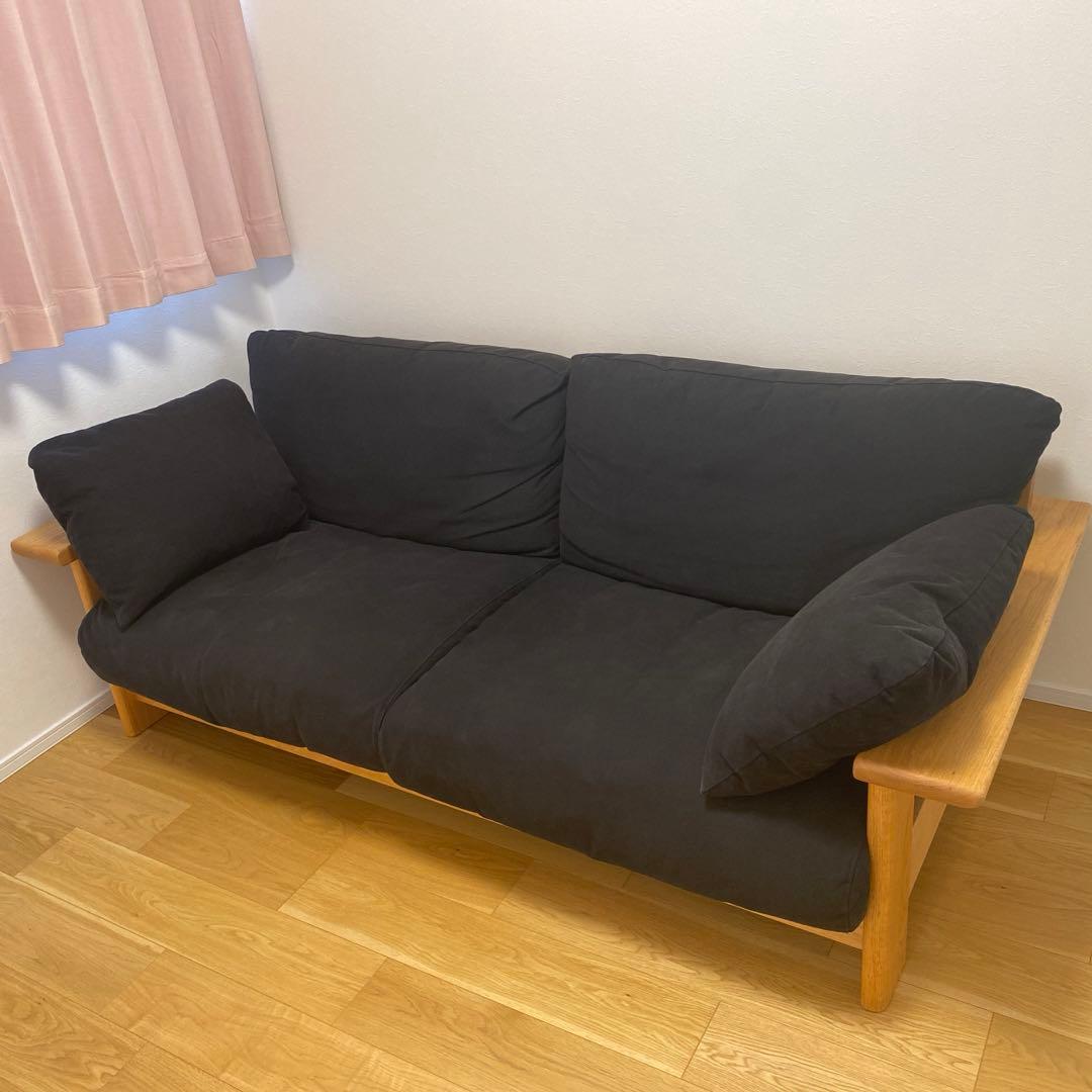 free0120　ミヤモト家具　カウチソファー　ブラック