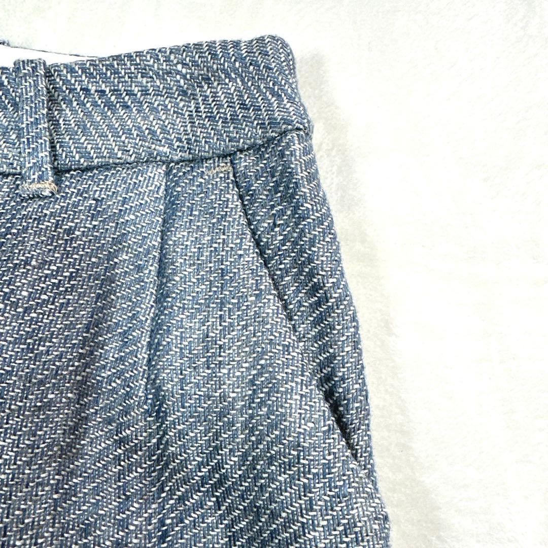 極美品 45R リネンツイード スカート スリット ミモレ丈 ペンシルスカート