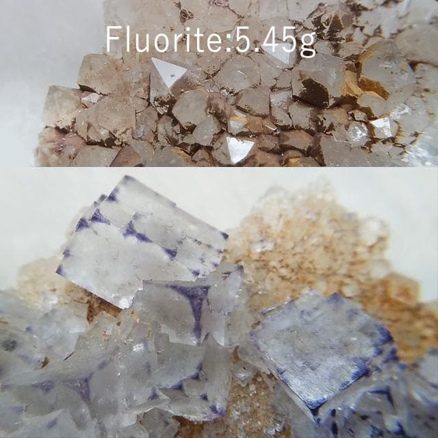 5.45g　縁取りフローライト　キューブタイプ　鉱物標本　フローライト