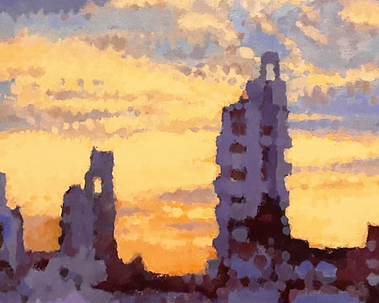 絵画 686 油絵/風景/東京の街景/夕景/M15号