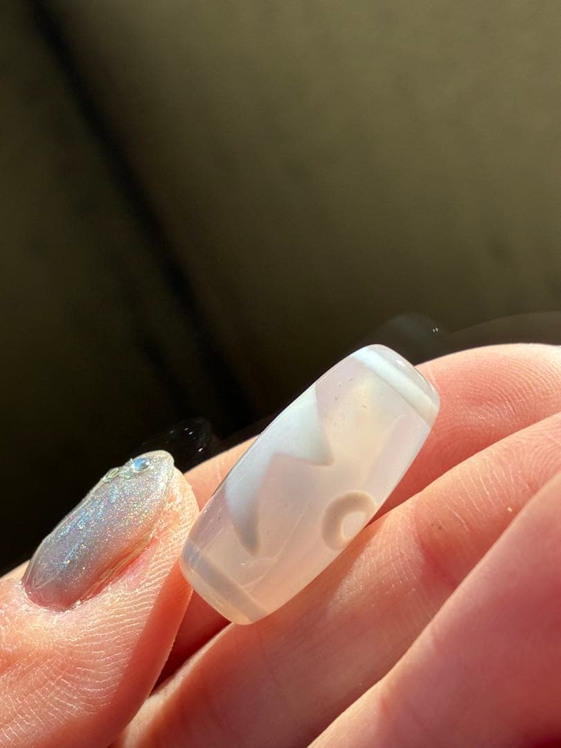 高品質✨艶とクリア感あり　老玉髄　天然白天珠　閃電五眼天珠✨