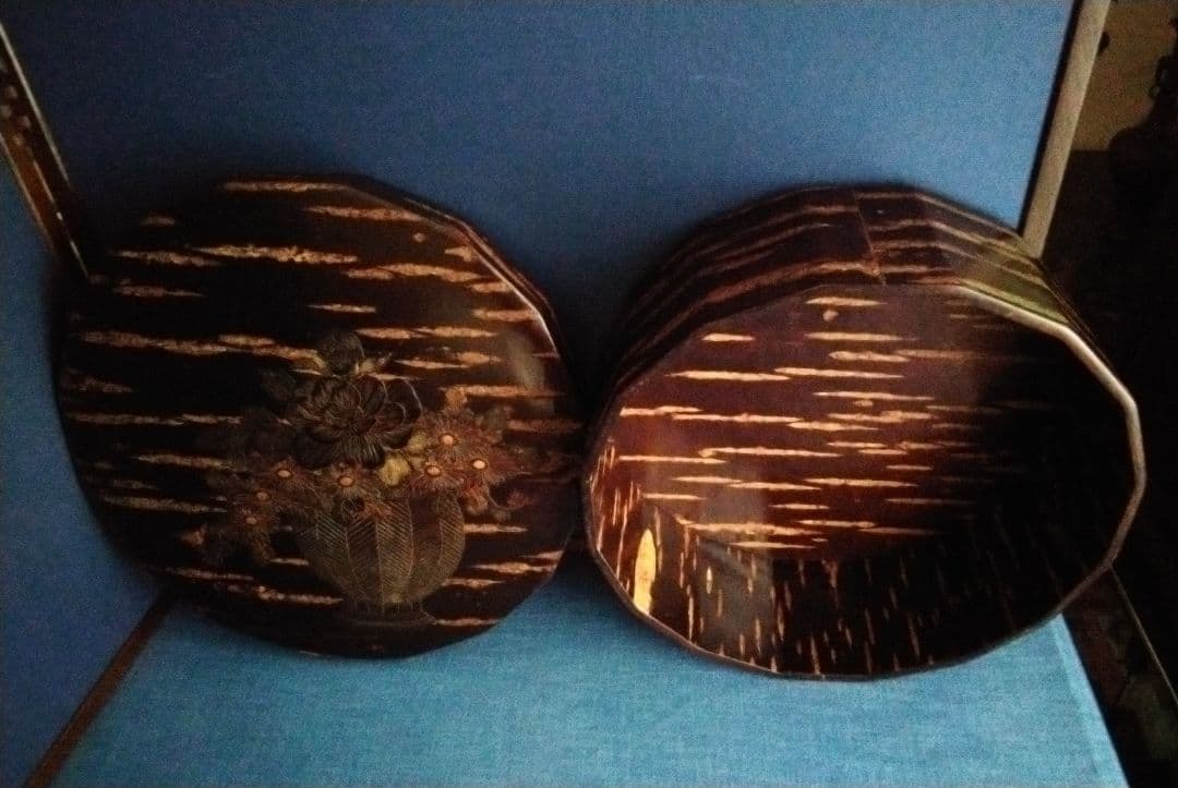 秋田 桜樺細工 茶櫃(びつ) 花籠 名工の作品 樺細工 茶筒