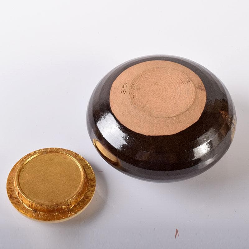 茶道具 平安 万代喜山造 内海茶入 仕覆付 共箱 V 7302