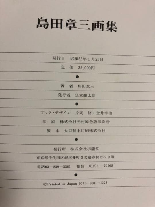 島田章三　画集　サインデッサン