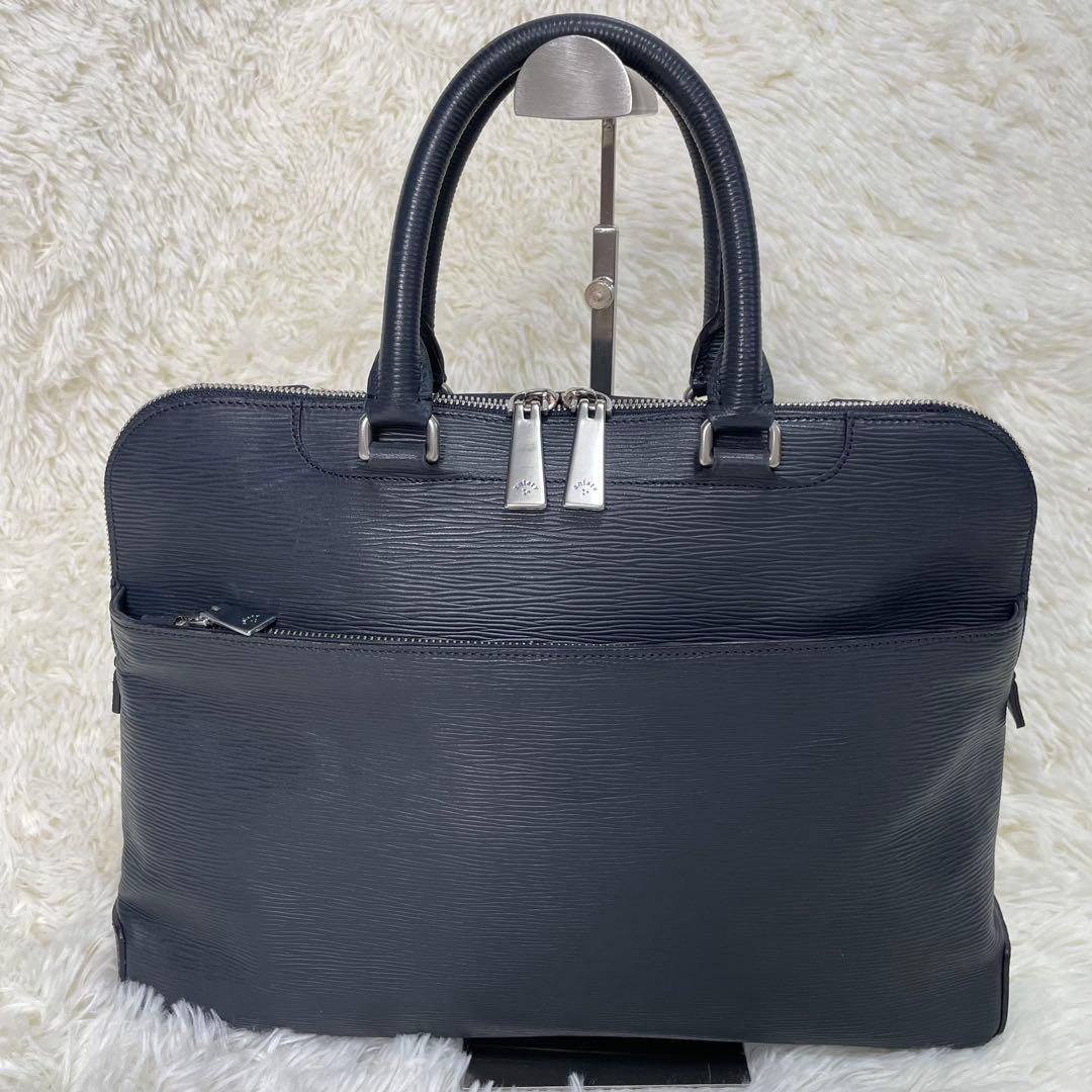 美品 aniary アニアリ ブリーフケース ビジネスバッグ レザー ネイビー