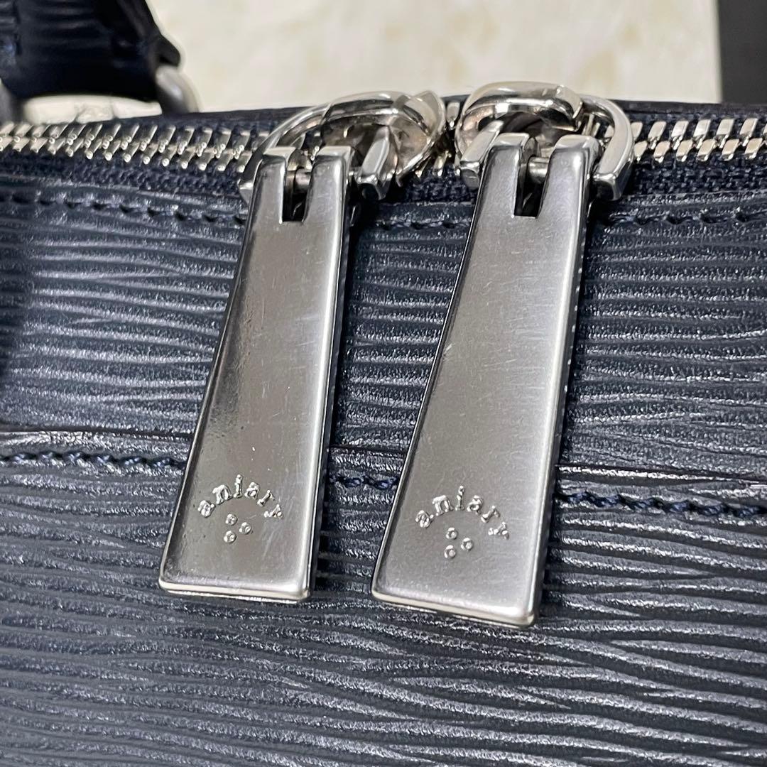 美品 aniary アニアリ ブリーフケース ビジネスバッグ レザー ネイビー