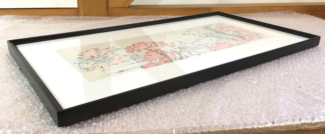 ○【復刻】葛飾北斎「桜花に富士図」木版画 アダチ版画 絵画 額装 日本画