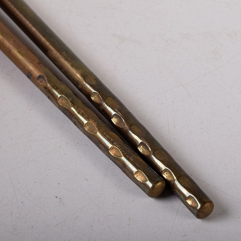 茶道具　銅製　椎頭火箸　共箱　V　7965