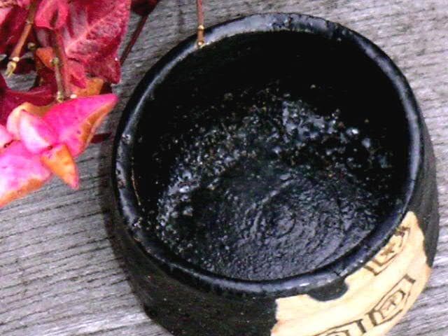 ♥極上　黒織部　ぐい呑み　四方桟 桐箱付き　骨董品