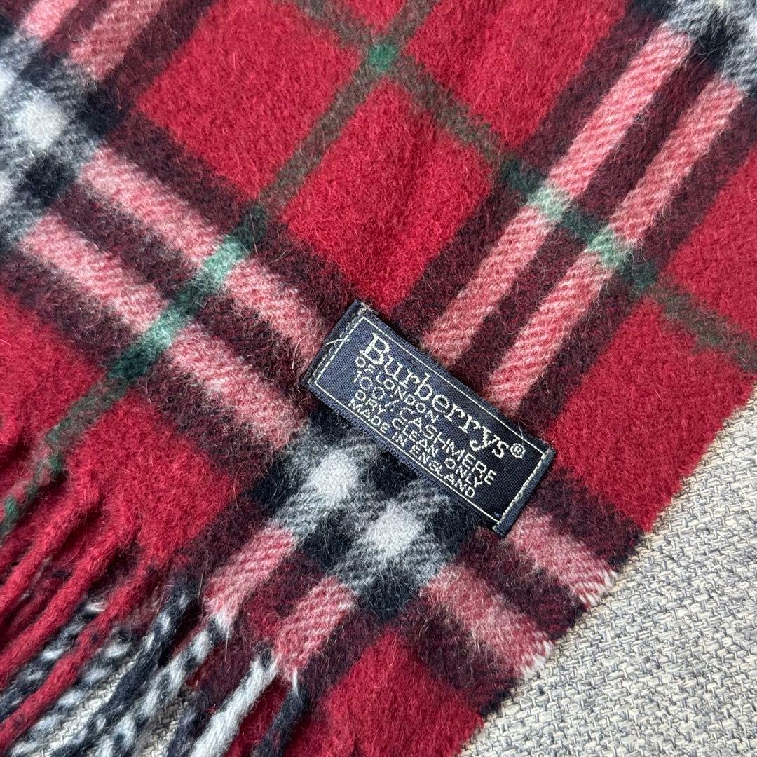 BURBERRY】バーバリーロンドン カシミヤ マフラー レッド ノバチェック